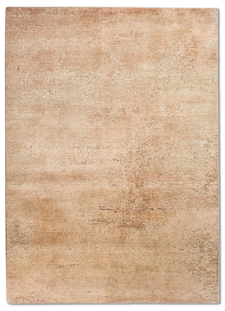 entropy red and orange wool and silk hand knotted Rug - HeadShot