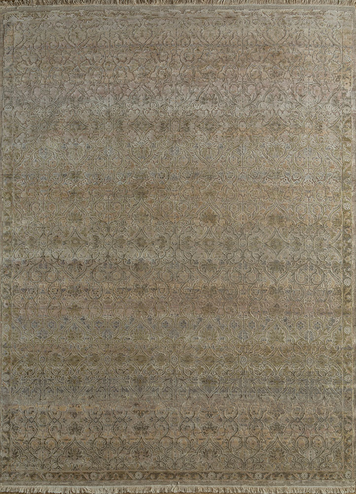 viscaya ivory afghan wool and silk hand knotted Rug - HeadShot