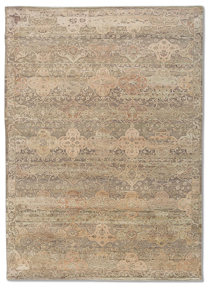 viscaya ivory wool and silk hand knotted Rug - HeadShot