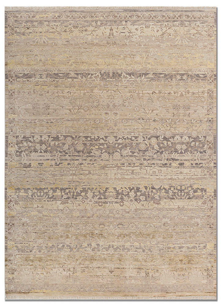 viscaya ivory afghan wool and silk hand knotted Rug - HeadShot