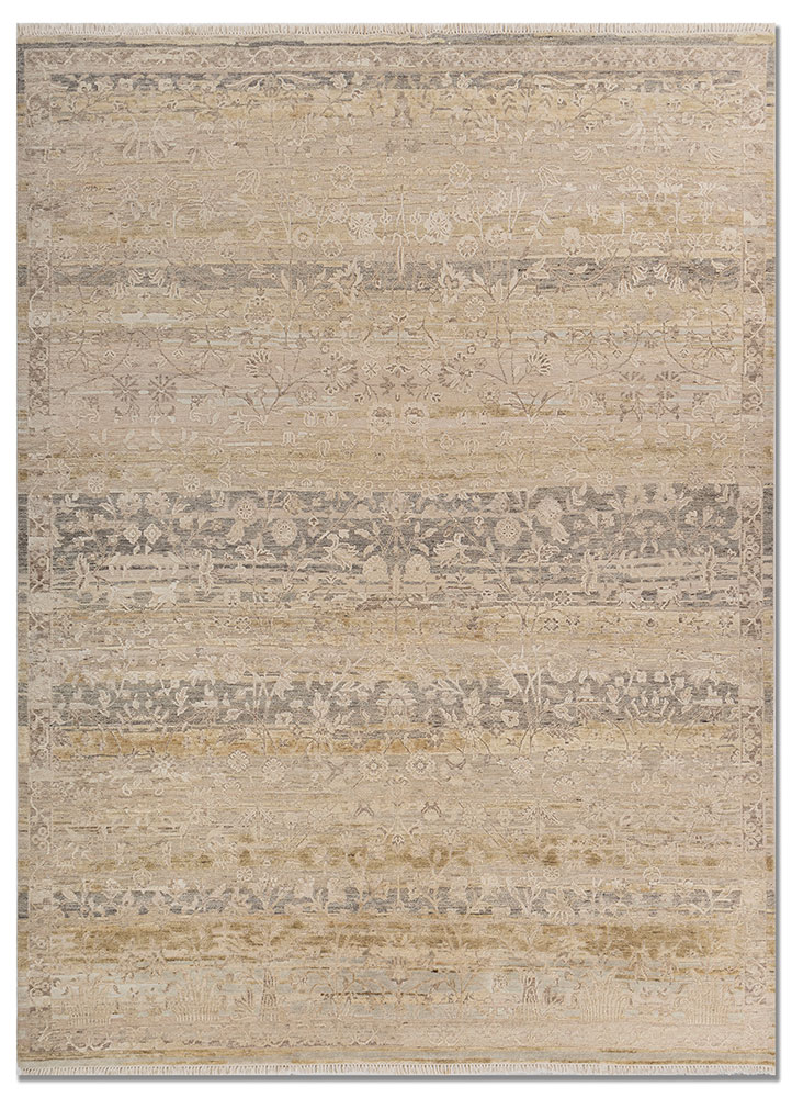 viscaya ivory afghan wool and silk hand knotted Rug - HeadShot