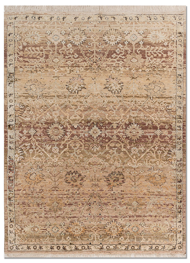 viscaya red and orange afghan wool and silk hand knotted Rug - HeadShot