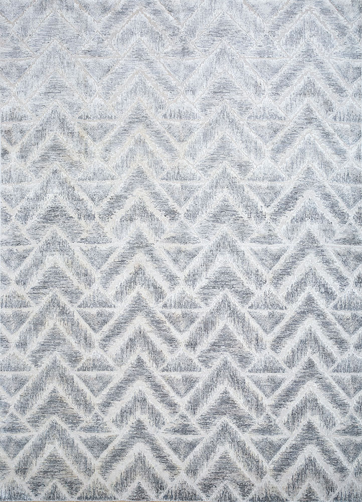 azalea ivory afghan wool and silk hand knotted Rug - HeadShot