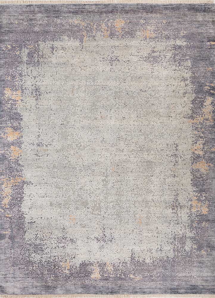 far east blue afghan wool and silk hand knotted Rug - HeadShot