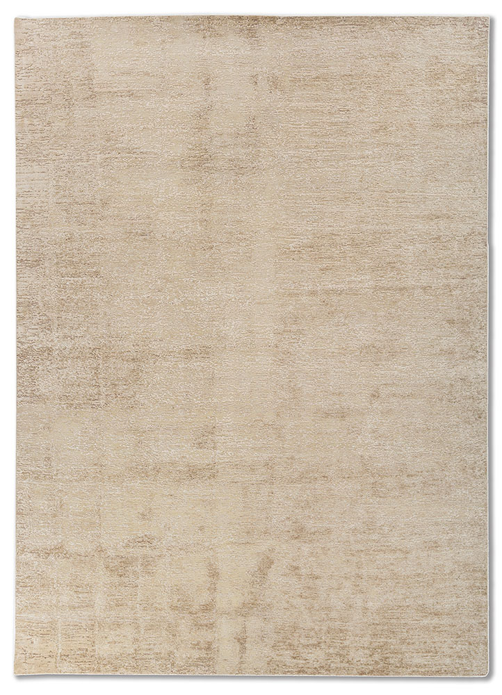 entropy ivory wool and silk hand knotted Rug - HeadShot