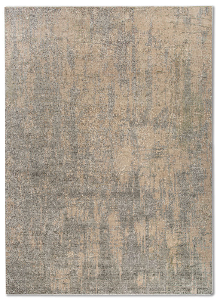 entropy ivory wool and silk hand knotted Rug - HeadShot