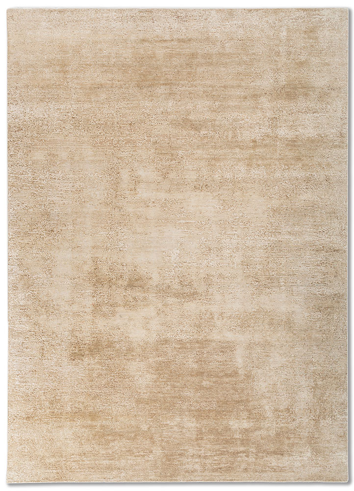 entropy ivory wool and silk hand knotted Rug - HeadShot