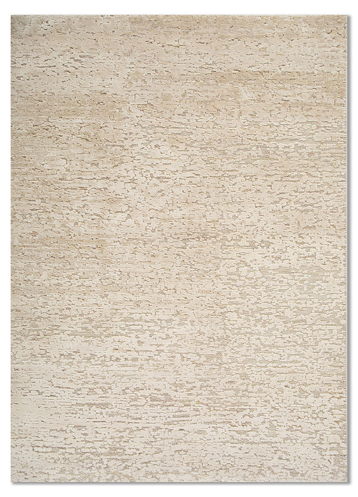entropy beige and brown wool and silk hand knotted Rug - HeadShot