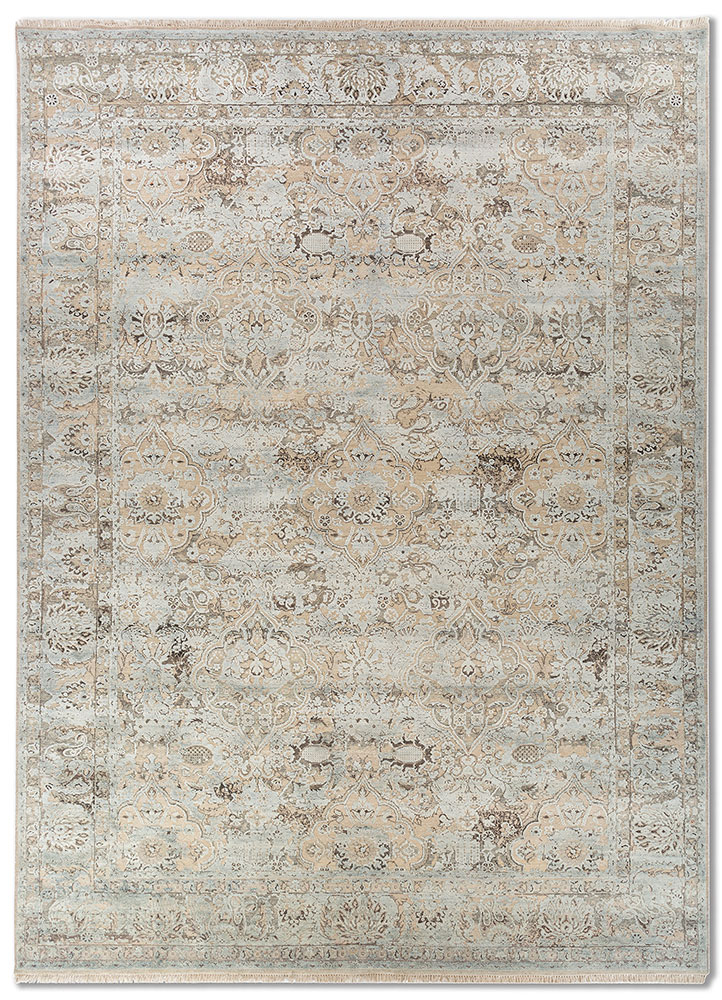 viscaya ivory wool and silk hand knotted Rug - HeadShot