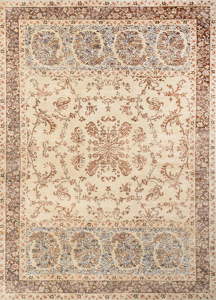 far pavilions gold wool and silk hand knotted Rug - HeadShot