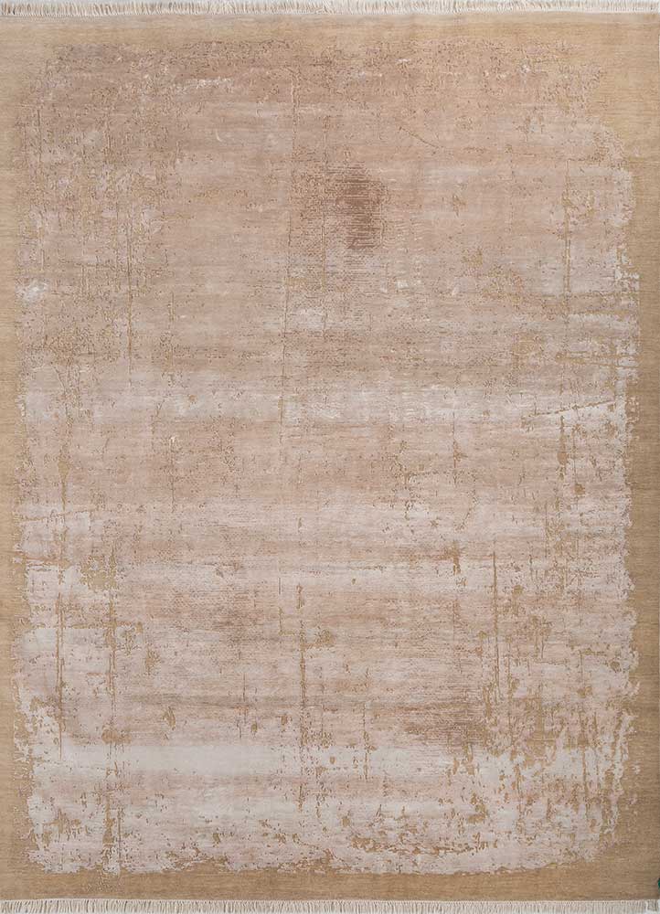entropy ivory wool and bamboo silk hand knotted Rug - HeadShot