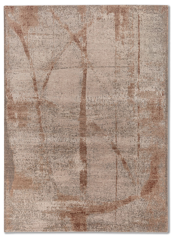entropy beige and brown wool and bamboo silk hand knotted Rug - HeadShot