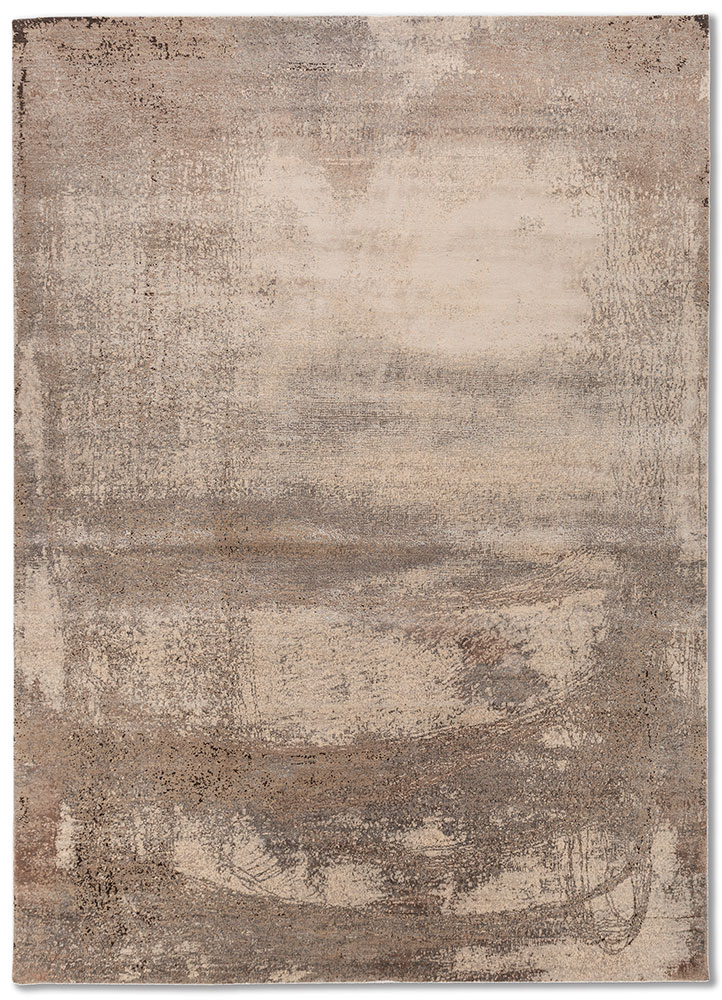 entropy beige and brown wool and bamboo silk hand knotted Rug - HeadShot