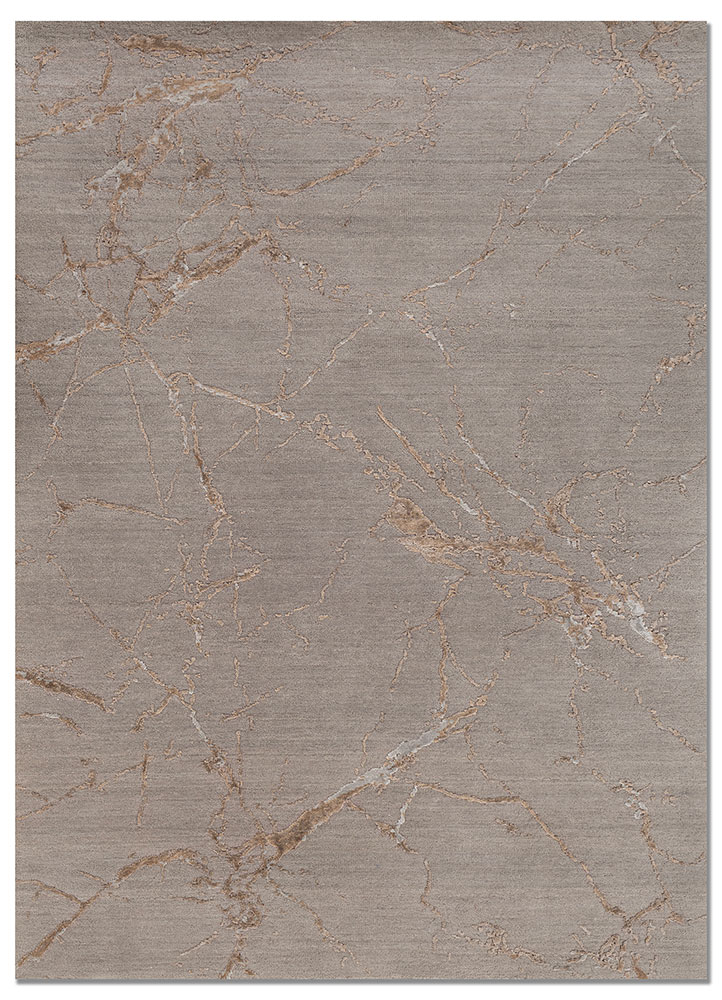 urban pause by kavi grey and black wool and bamboo silk hand knotted Rug - HeadShot
