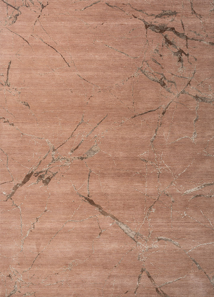 urban pause by kavi red and orange wool and bamboo silk hand knotted Rug - HeadShot