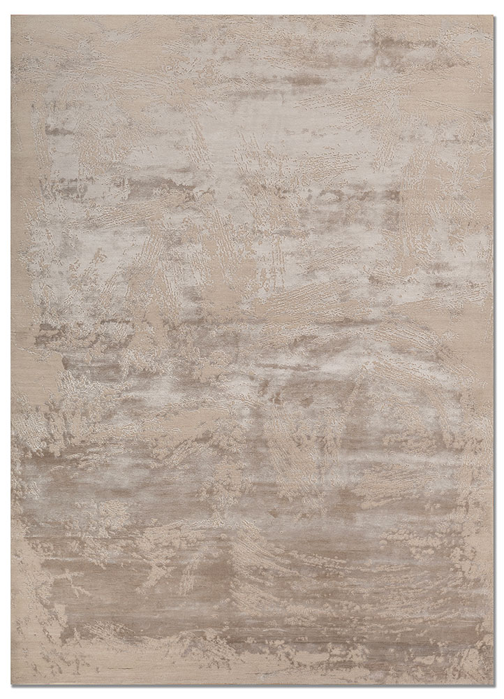 free verse by kavi ivory wool and bamboo silk hand knotted Rug - HeadShot