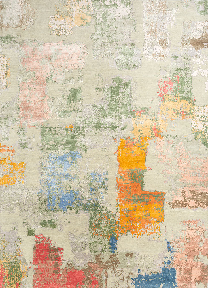 chaos theory by kavi green wool and bamboo silk hand knotted Rug - HeadShot
