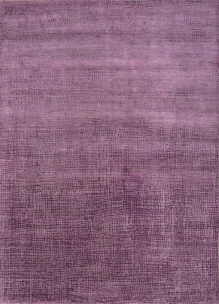 project error by kavi pink and purple wool and bamboo silk hand knotted Rug - HeadShot