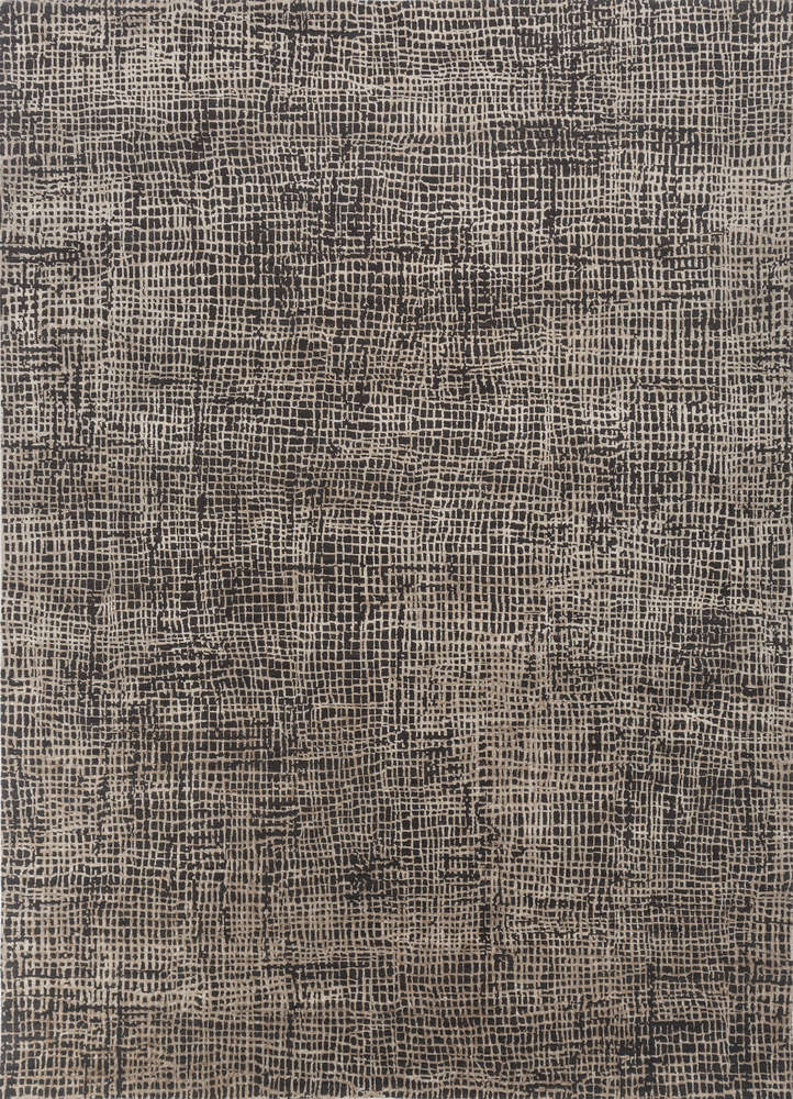 project error by kavi beige and brown wool and bamboo silk hand knotted Rug - HeadShot
