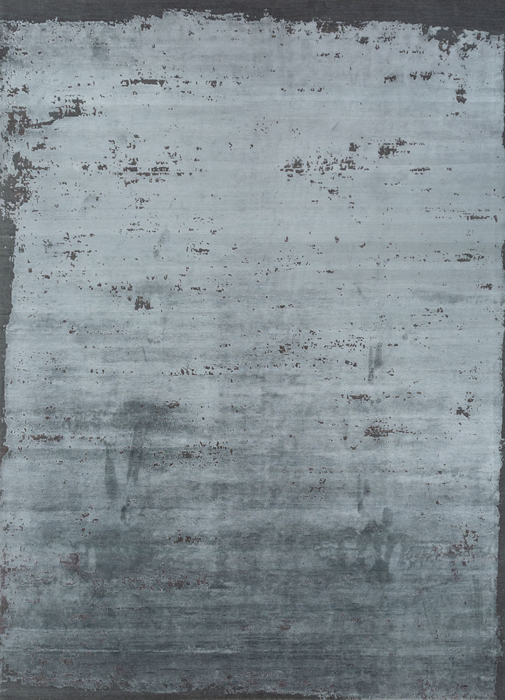 chaos theory by kavi blue wool and bamboo silk hand knotted Rug - HeadShot