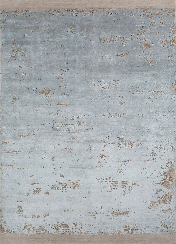 chaos theory by kavi grey and black wool and bamboo silk hand knotted Rug - HeadShot