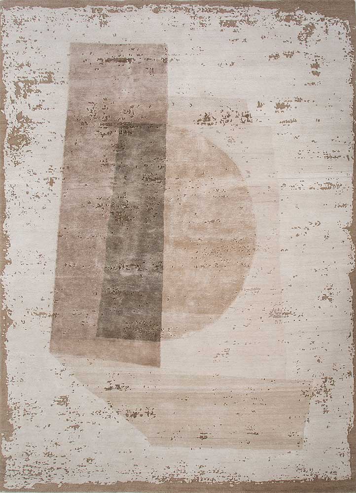 unfold by kavi ivory wool and bamboo silk hand knotted Rug - HeadShot