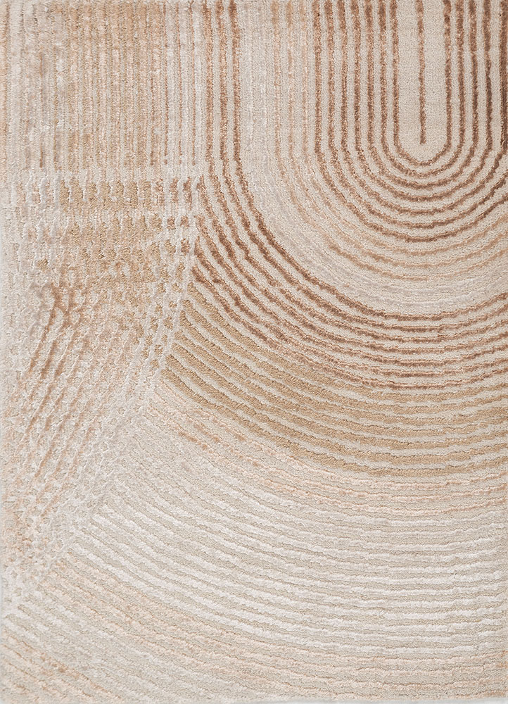azalea ivory wool and bamboo silk hand knotted Rug - HeadShot