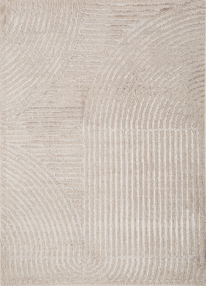 azalea ivory wool and bamboo silk hand knotted Rug - HeadShot
