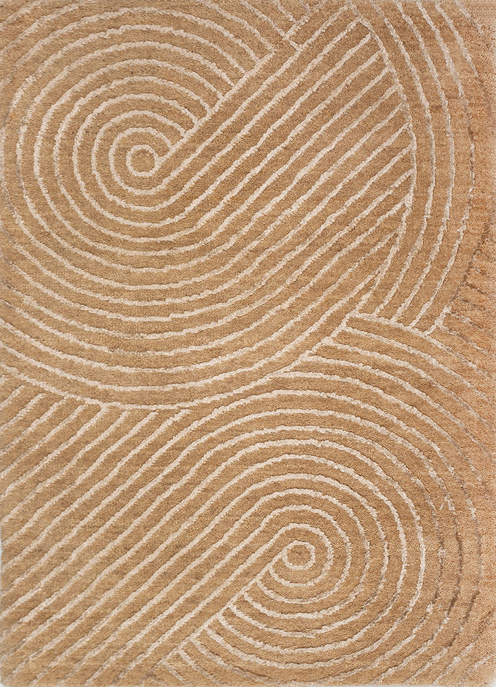 azalea beige and brown wool and bamboo silk hand knotted Rug - HeadShot