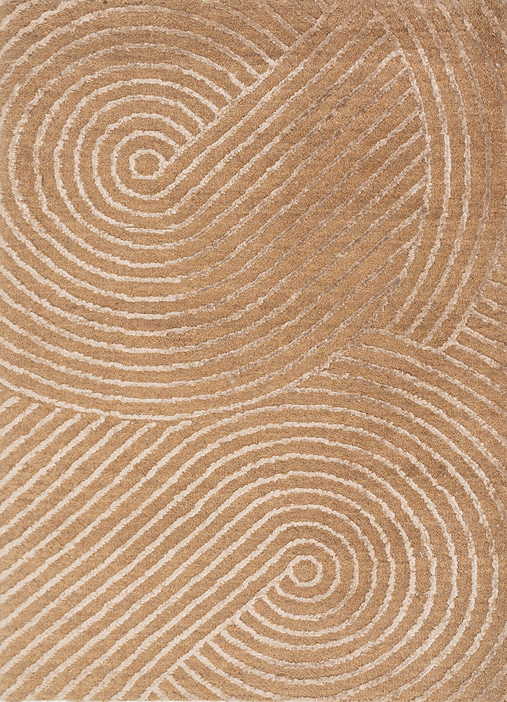 azalea beige and brown wool and bamboo silk hand knotted Rug - HeadShot