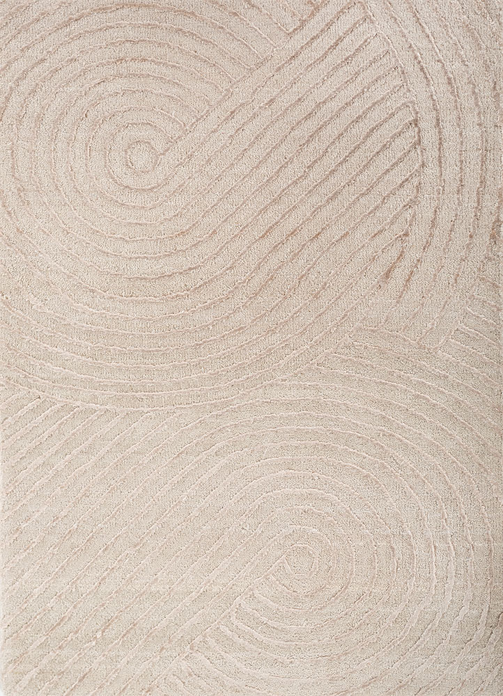 azalea ivory wool and bamboo silk hand knotted Rug - HeadShot