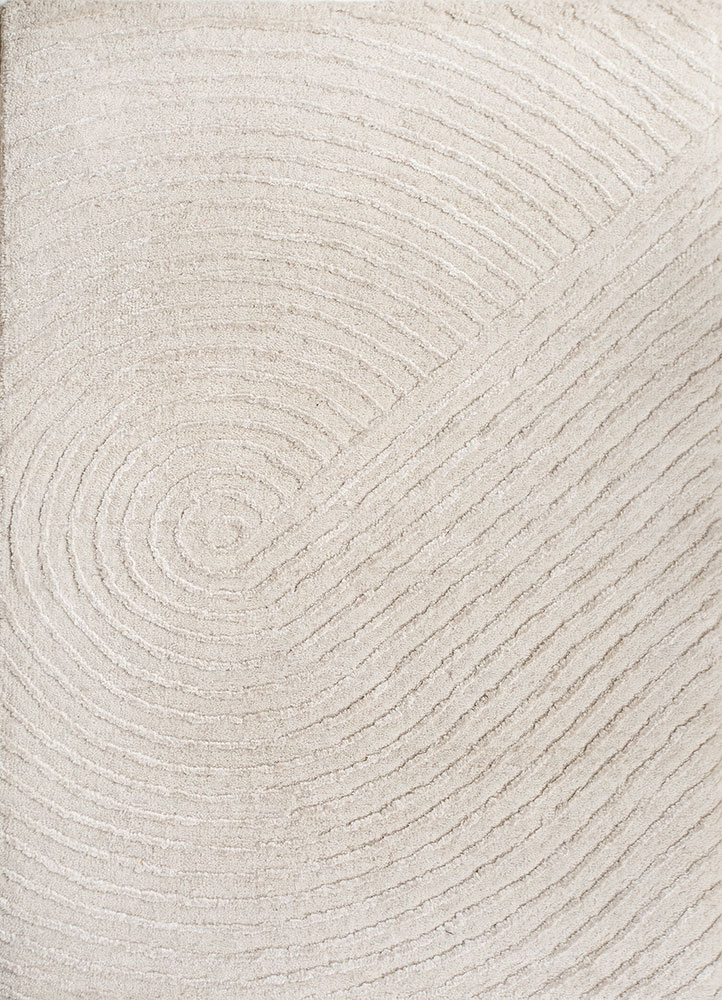 azalea ivory wool and bamboo silk hand knotted Rug - HeadShot