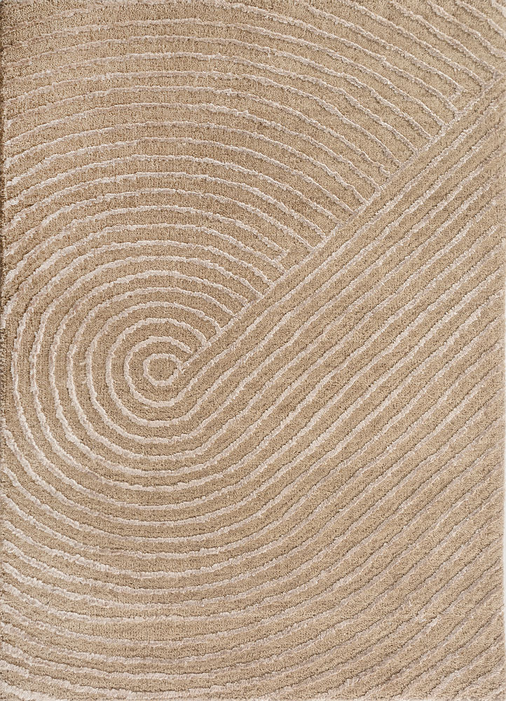 azalea beige and brown wool and bamboo silk hand knotted Rug - HeadShot