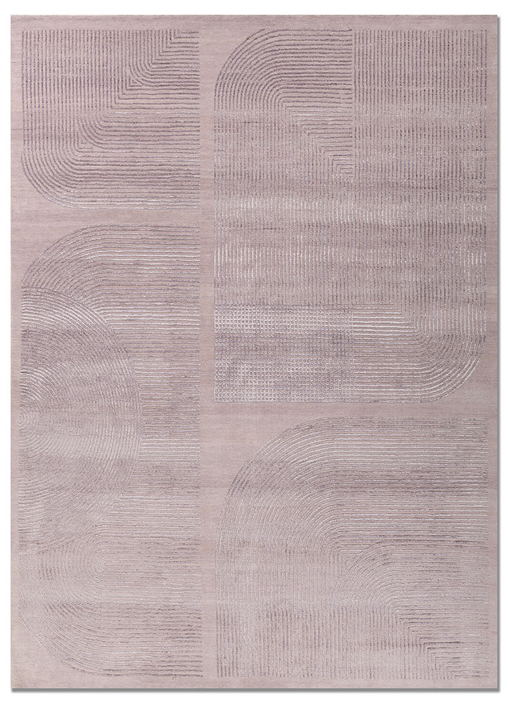 unfold by kavi red and orange wool and bamboo silk hand knotted Rug - HeadShot