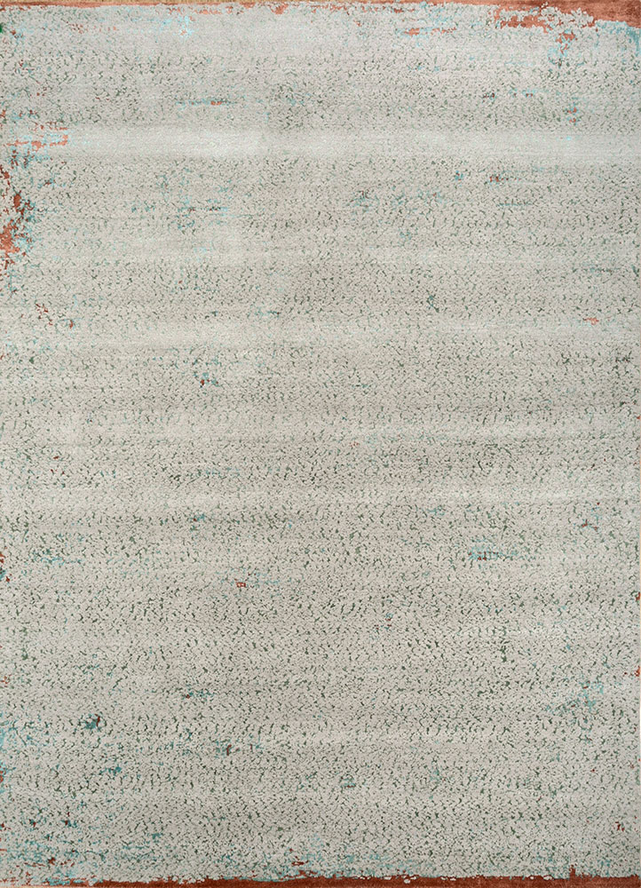 chaos theory by kavi grey and black wool and bamboo silk hand knotted Rug - HeadShot