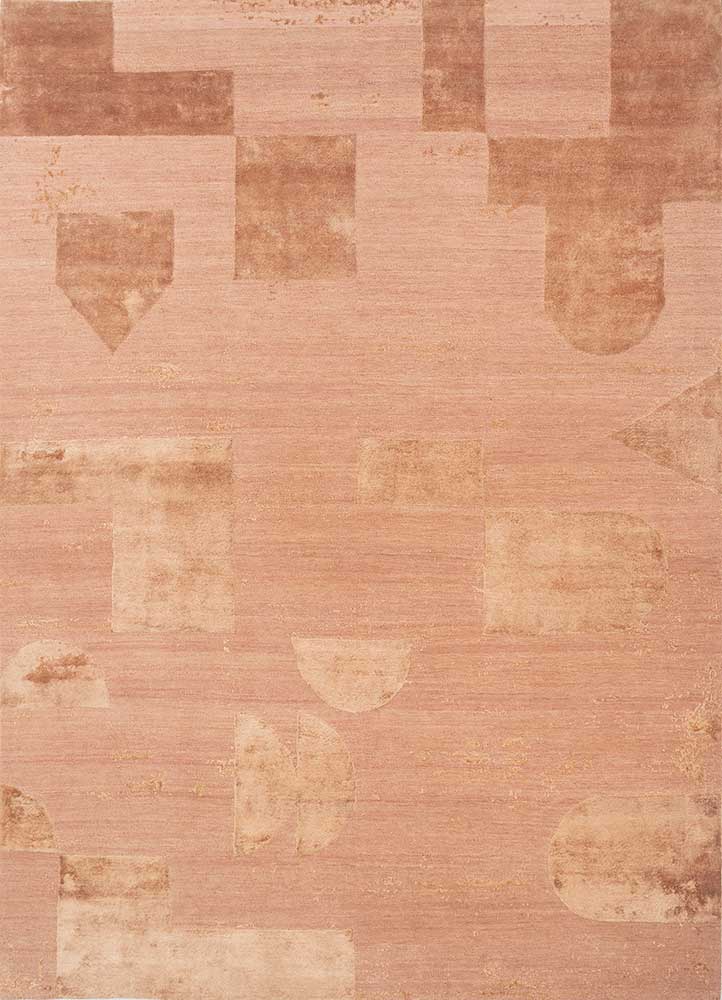 unfold by kavi red and orange wool and bamboo silk hand knotted Rug - HeadShot