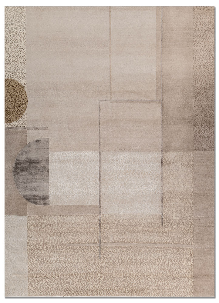 aakar by kavi ivory wool and bamboo silk hand knotted Rug - HeadShot