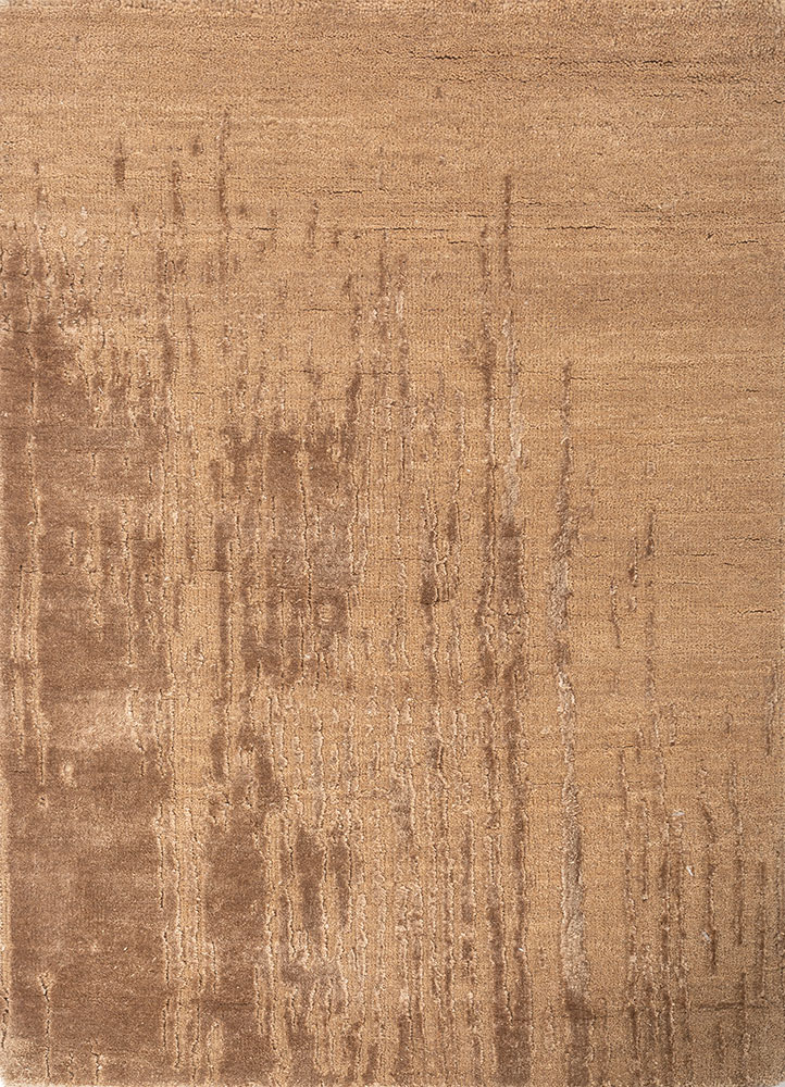 free verse by kavi beige and brown wool and bamboo silk hand knotted Rug - HeadShot