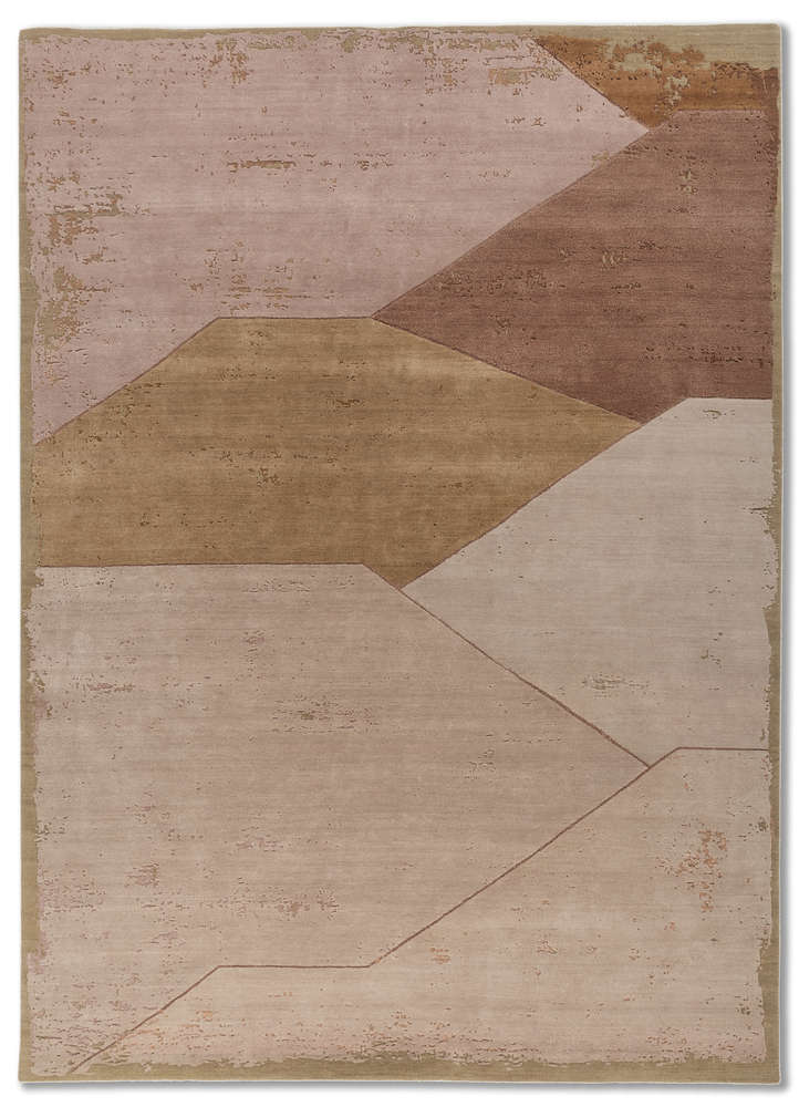 unfold by kavi pink and purple wool and bamboo silk hand knotted Rug - HeadShot
