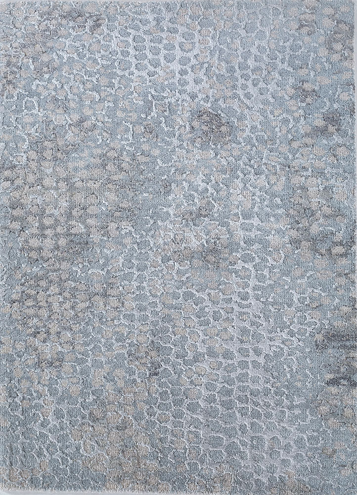 chaos theory by kavi grey and black wool and bamboo silk hand knotted Rug - HeadShot