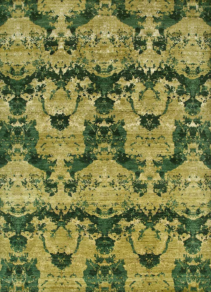 chaos theory by kavi green wool and bamboo silk hand knotted Rug - HeadShot