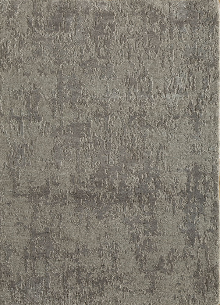 chaos theory by kavi grey and black wool and bamboo silk hand knotted Rug - HeadShot
