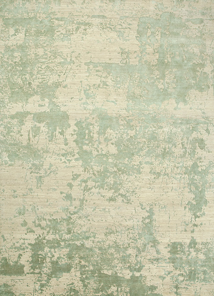 project error by kavi ivory wool and bamboo silk hand knotted Rug - HeadShot