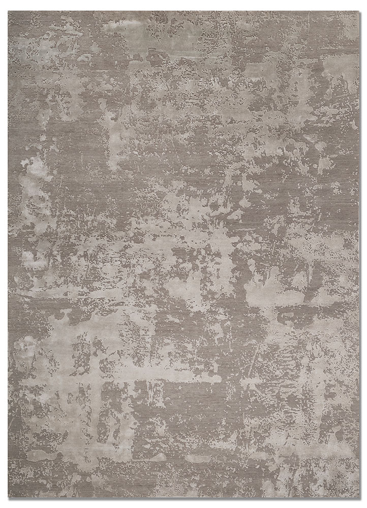 project error by kavi beige and brown wool and bamboo silk hand knotted Rug - HeadShot