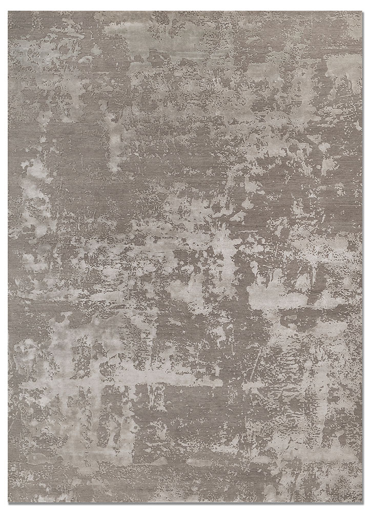 project error by kavi grey and black wool and bamboo silk hand knotted Rug - HeadShot