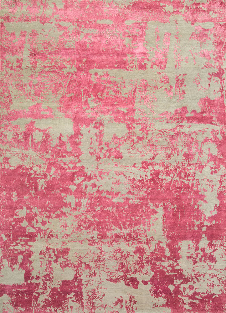 project error by kavi grey and black wool and bamboo silk hand knotted Rug - HeadShot