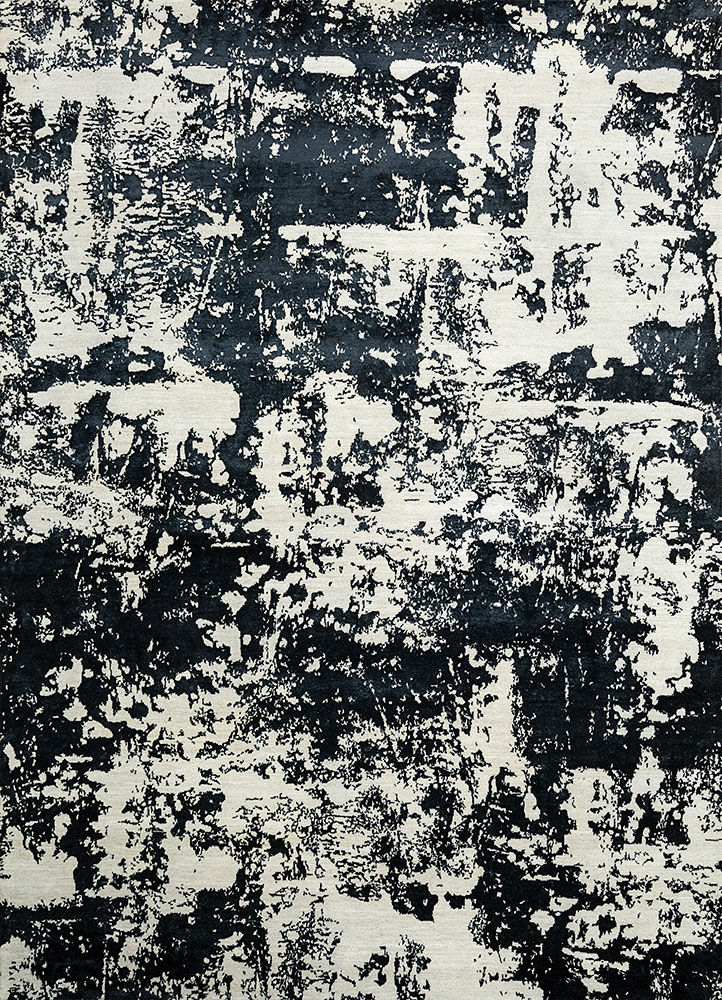 project error by kavi ivory wool and bamboo silk hand knotted Rug - HeadShot
