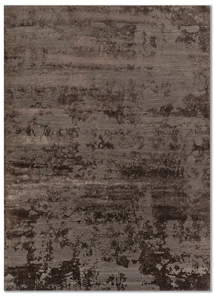 project error by kavi grey and black wool and bamboo silk hand knotted Rug - HeadShot