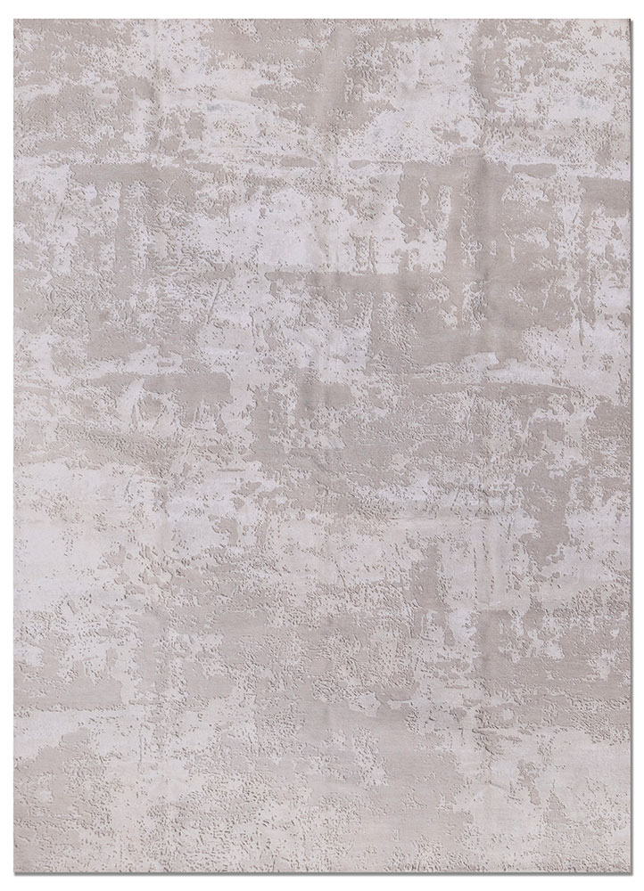 project error by kavi ivory wool and bamboo silk hand knotted Rug - HeadShot