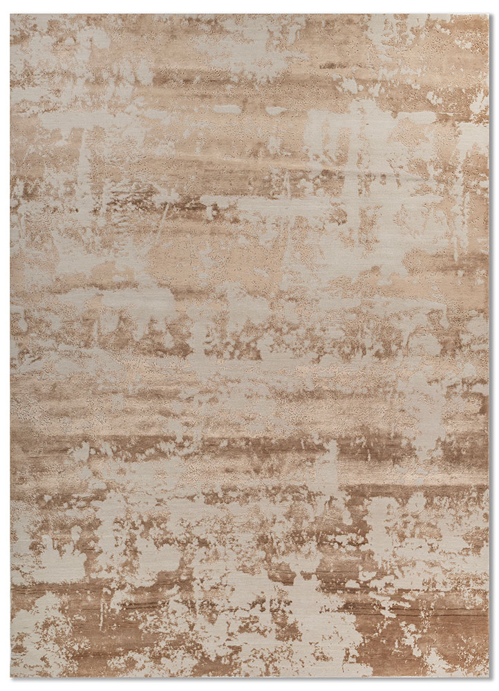 project error by kavi ivory wool and bamboo silk hand knotted Rug - HeadShot